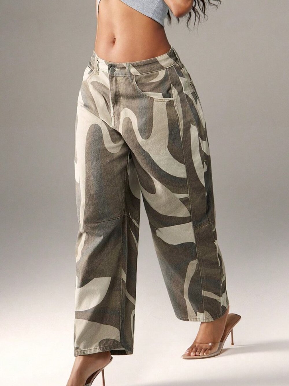 Brown Casual Women's Denim Jeans With Pockets - Picture 4 of 5
